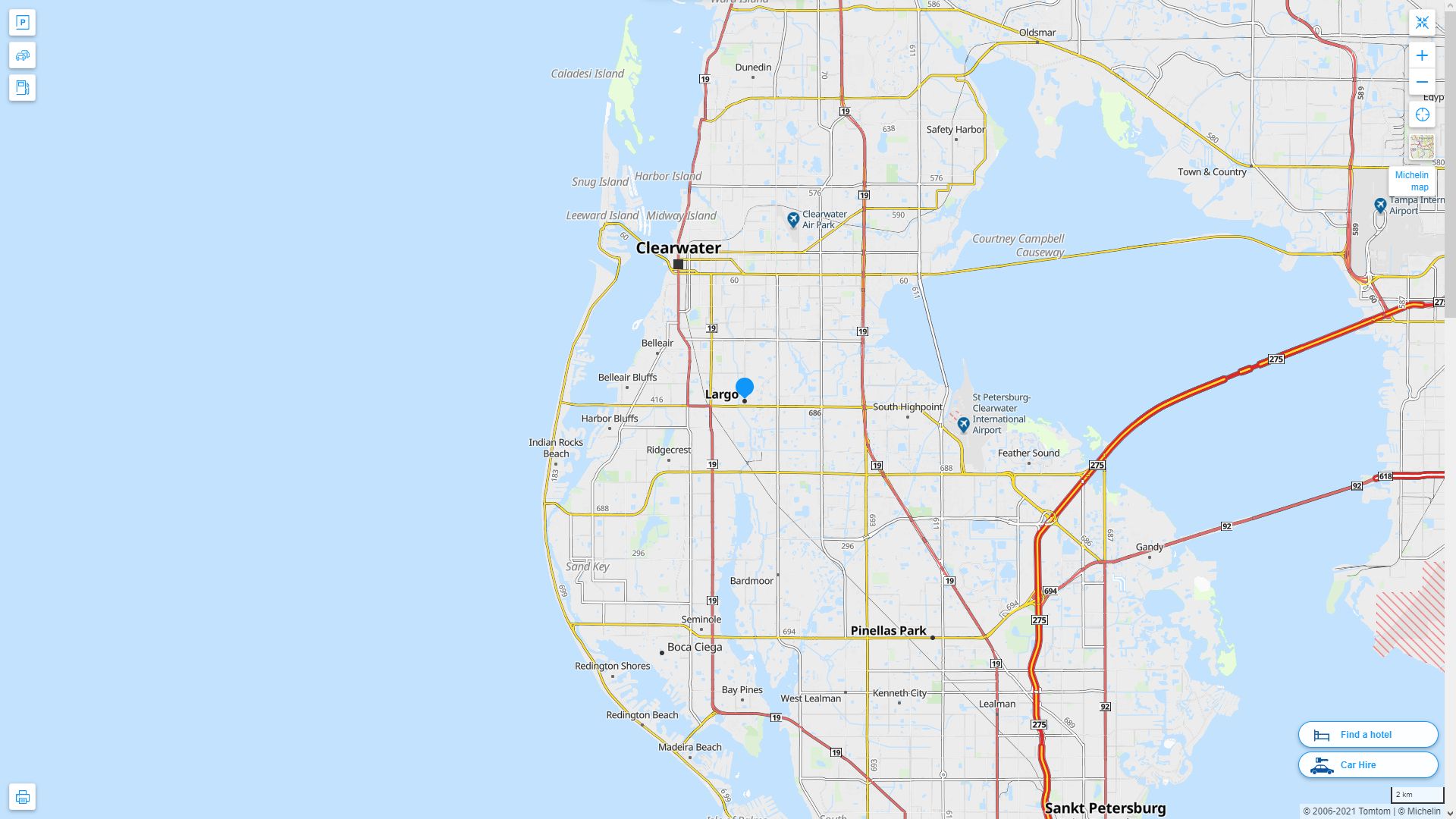 Largo Florida Highway and Road Map